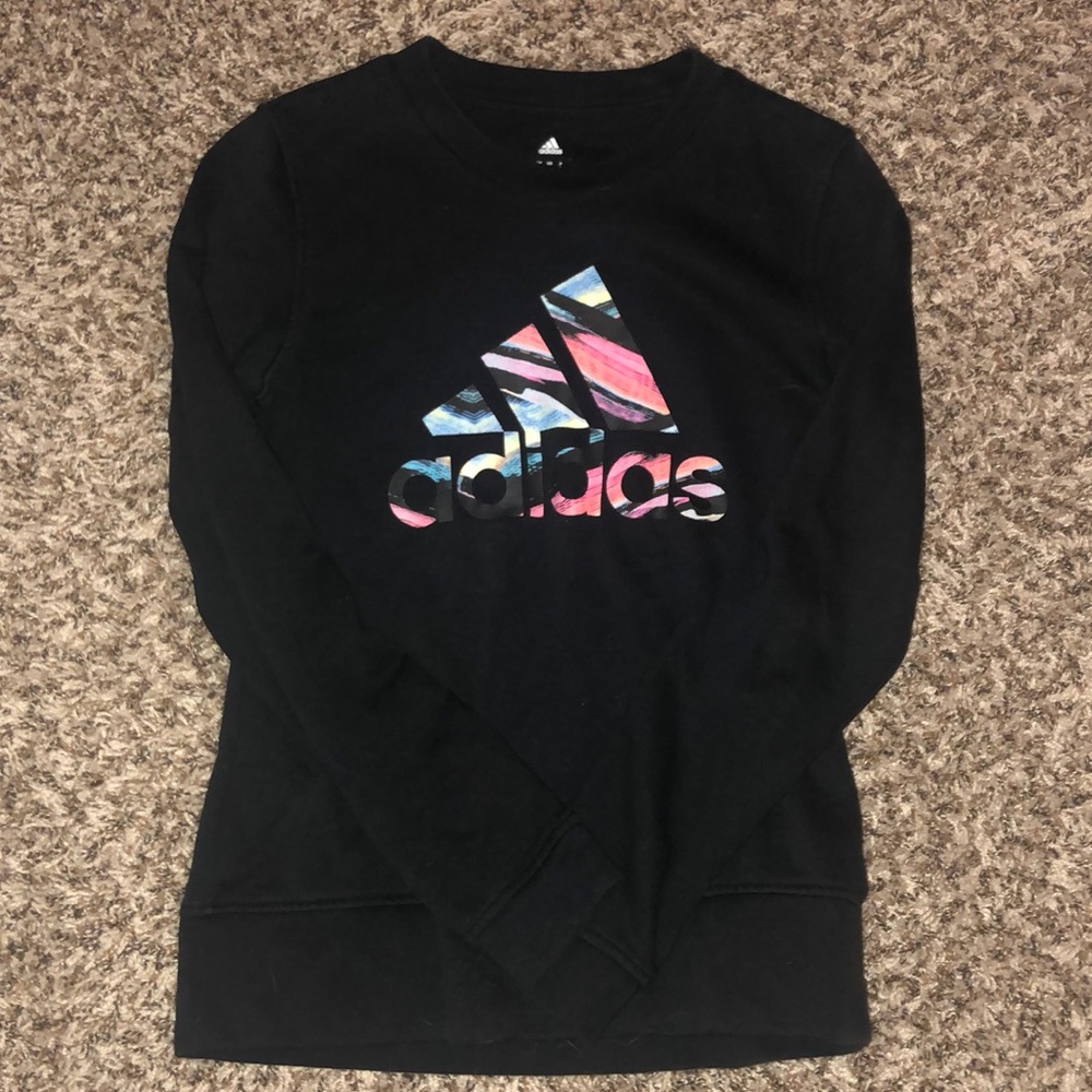 black / colorful adidas crew